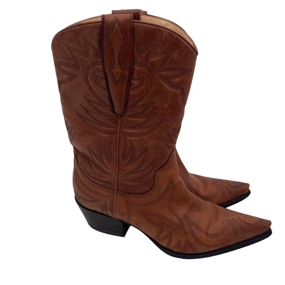 Guess by Marciano Shoes - Guess By Marciano Womens Punk Western Cowboy Boots Brown Leather Mid Calf 10 M